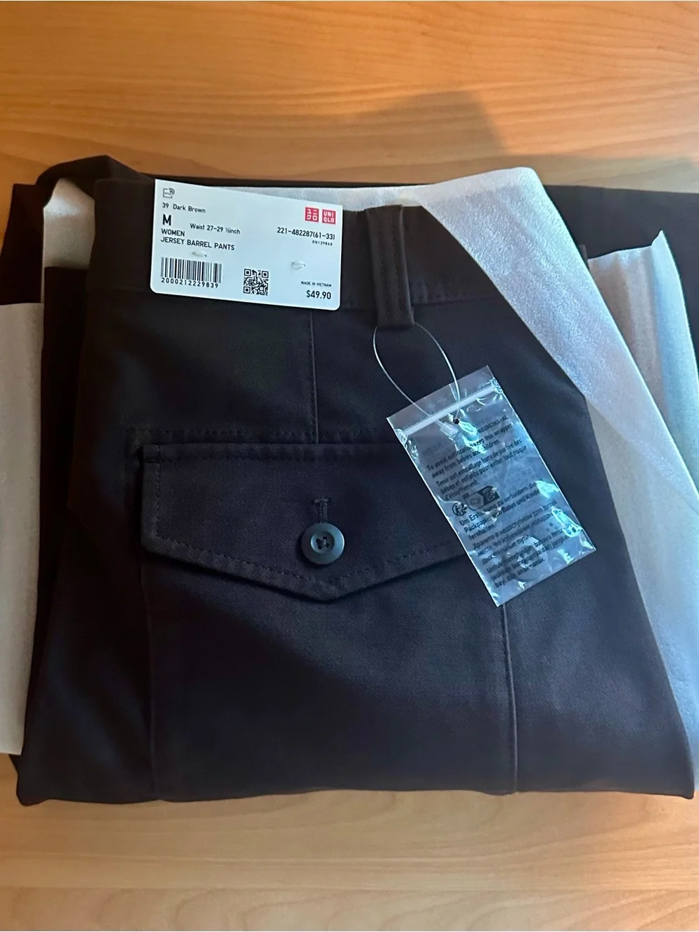 Uniqlo Dark Brown Women's Jersey Barrel Pants NEW with original tags - Picture 5 of 6